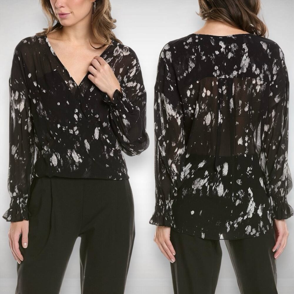 Allsaints Penny Ronnie Faux Wrap‎ Light Top Blouse Size 8 EU 40 Women's Retro